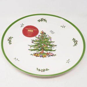 Spode Christmas Tree Platter Round Melamine 14" New Holiday Tray Serving Festive